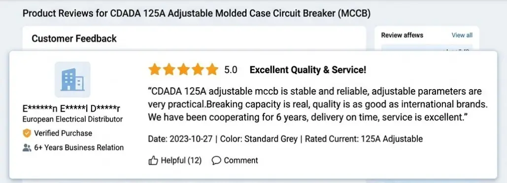 125A Adjustable Moulded Case Circuit Breaker